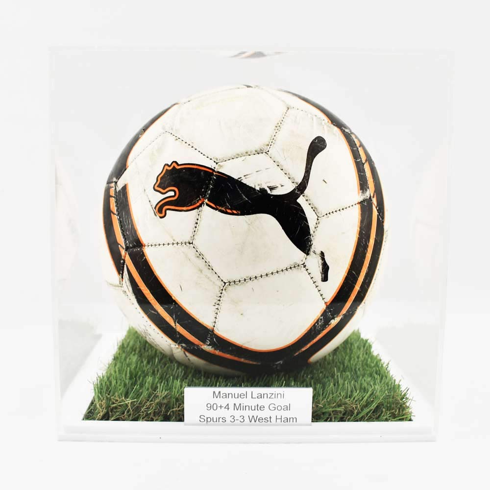Puffin Plastics White Football Display Case – 10Mm Grass Effect ***Free Inscription Plaque***