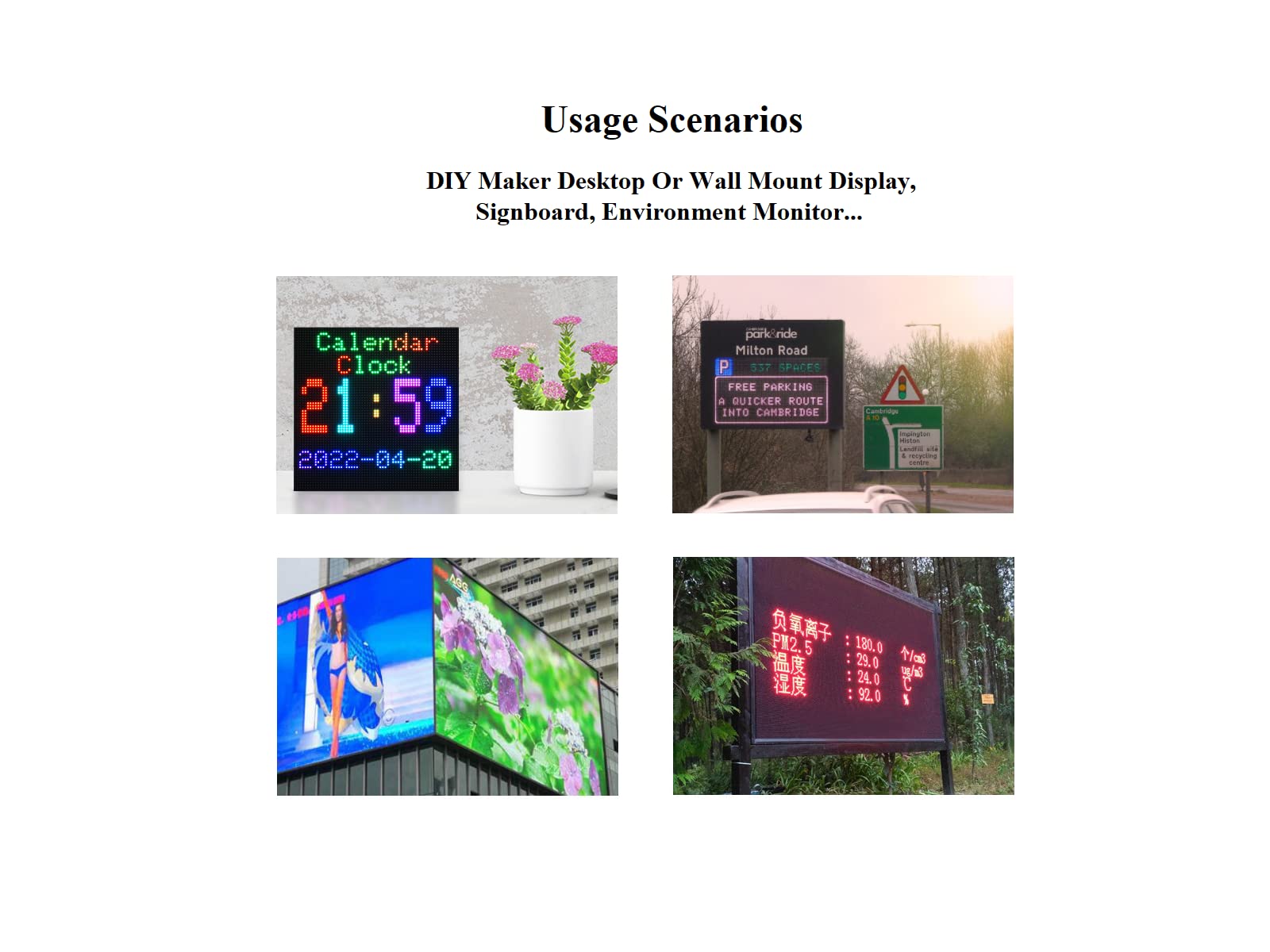 Waveshare RGB Full-Color LED Matrix Panel Display 64×64 Pixels 3mm Pitch LED Screen for Raspberry Pi, Arduino,4096 Individual RGB LEDs