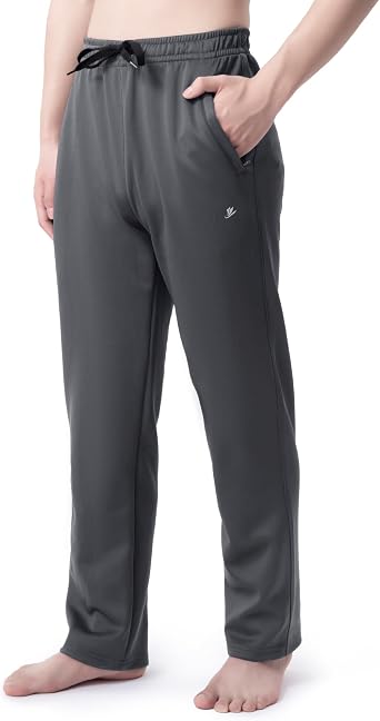DEVOROPA Boys Sweatpants Open Bottom Water Resistant Youth Kids Track Athletic Running Pants Straight Leg Zipper Pockets