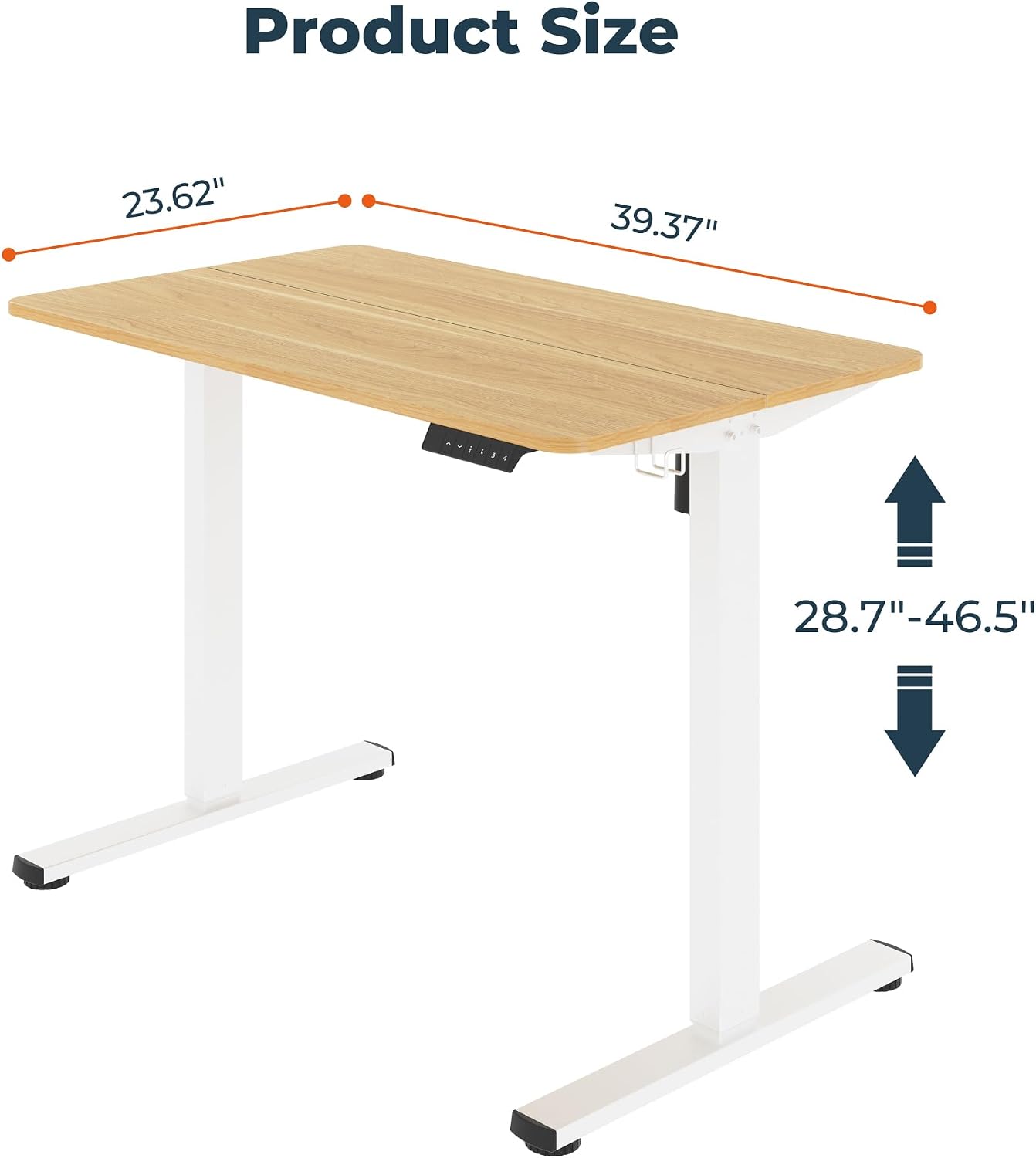 Adjustable Stand Up Desk Standing Desk, 40x24 Inches Home Office Desks with Memory Preset Computer Workstation, Splice Maple Top + White Frame - 3