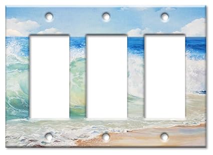 Art Plates 3 Gang Decora / GFCI Wall Plate - Beach Painting