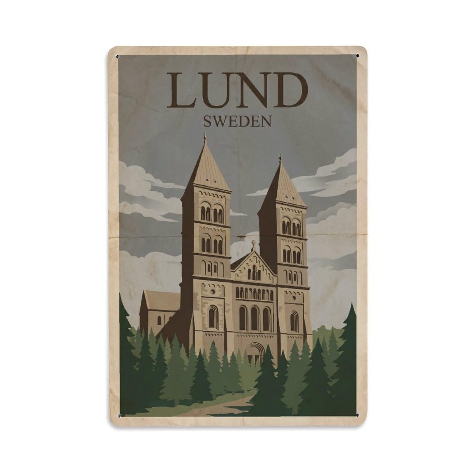 Travel Sweden Lund Retro Metal Tin Sign