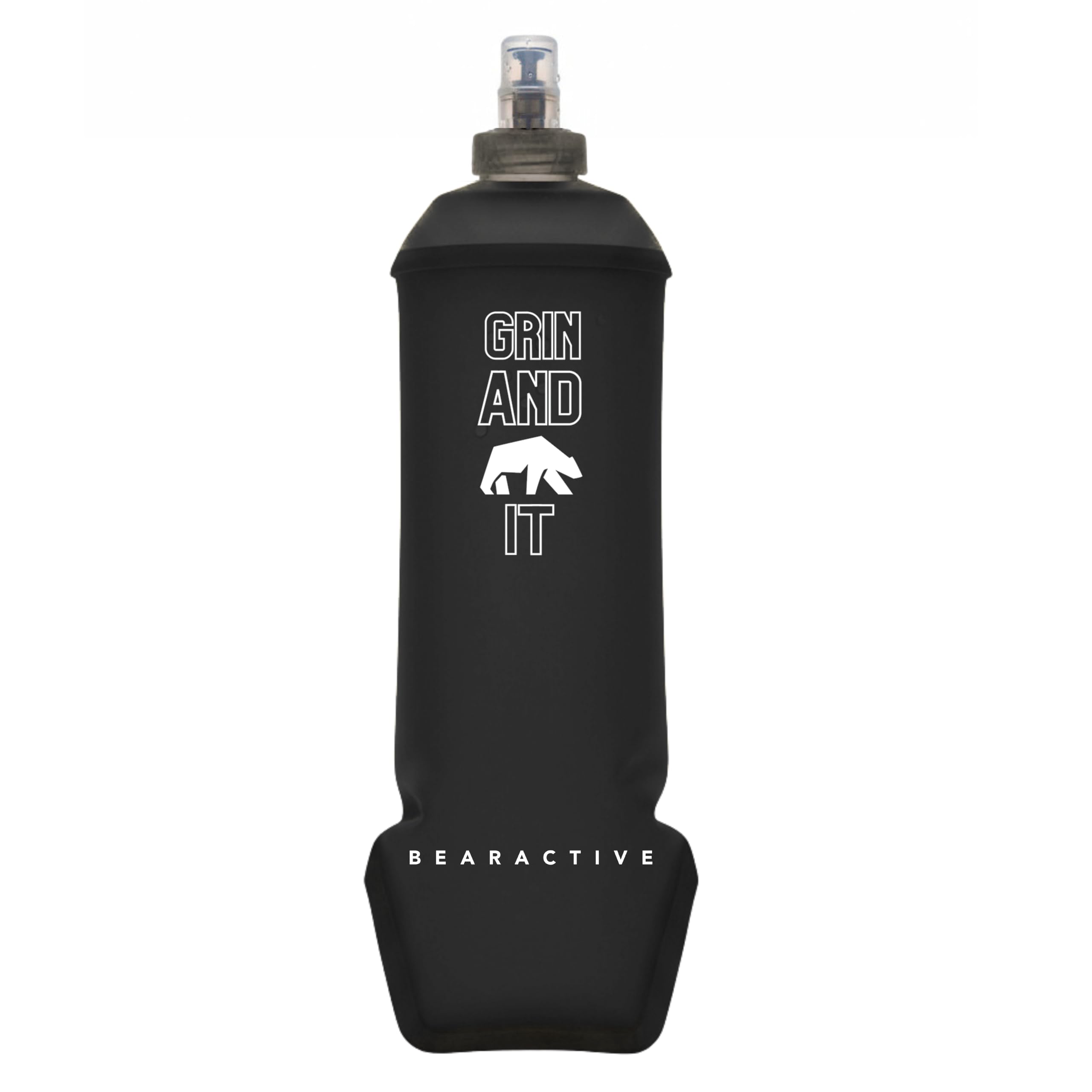 Bearactive Motivational Soft Flask 500ml, Lightweight Collapsible Water Bottle, Running Bottle BPA Free Plastic, Leak Proof Foldable Water Bottle for Running Vests & Belts