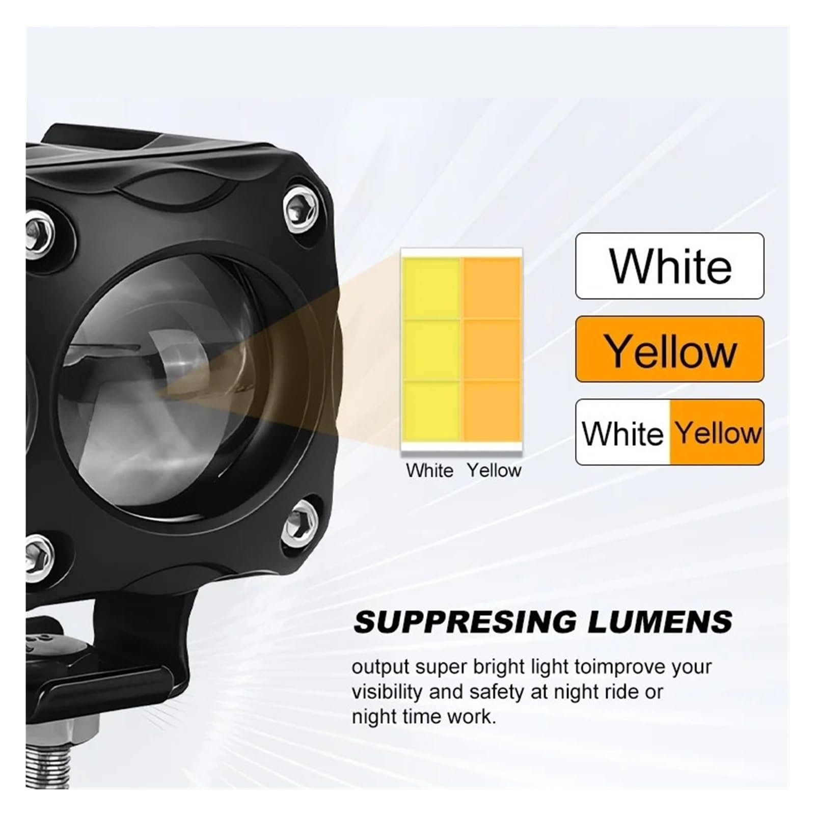 SANCAK Faros De Motocicleta Foco LED Motocicleta Camión Para SUV Para ATV Lente Proyector Faro Delantero Auxiliar Lámpara Trabajo Antiniebla Doble Color 8V-28V(2 piezas)
