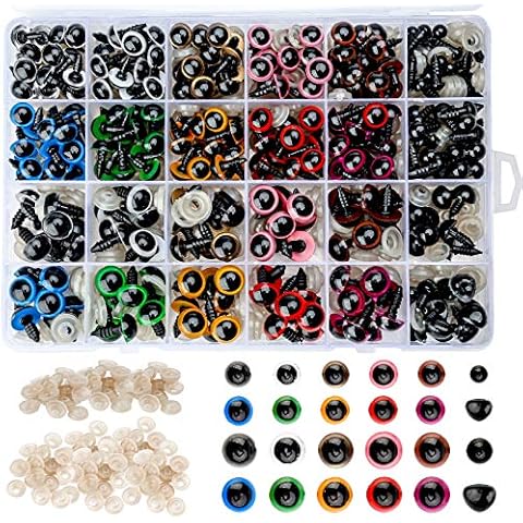 Zhenle 600 Stück Kunststoff Sicherheitsaugen und Sicherheitsnasen 6-14mm Puppenaugen Teddyaugen und Teddynase mit Unterlegscheiben Sicherheitsaugen für Häkeltiere,Puppe, Plüschtier und Teddybär Cover