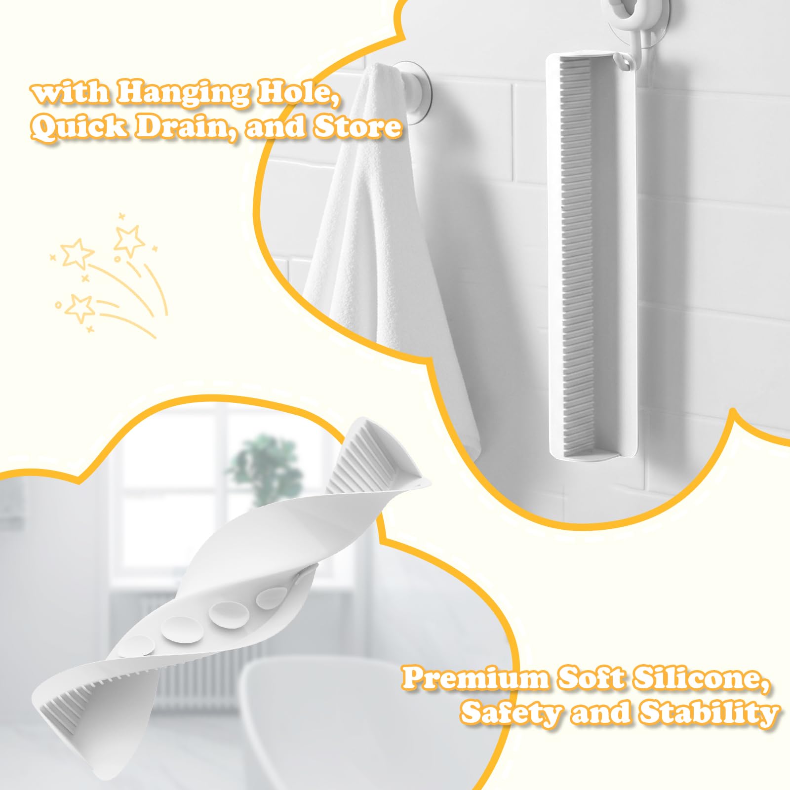 Paraspruzzi per vasca da bagno da 61 cm, con 10 ventose, in silicone, paraspruzzi per vasca da bagno, vassoio giocattolo da bagno, mensola da gioco per bambini, universale per bagno, lavello della