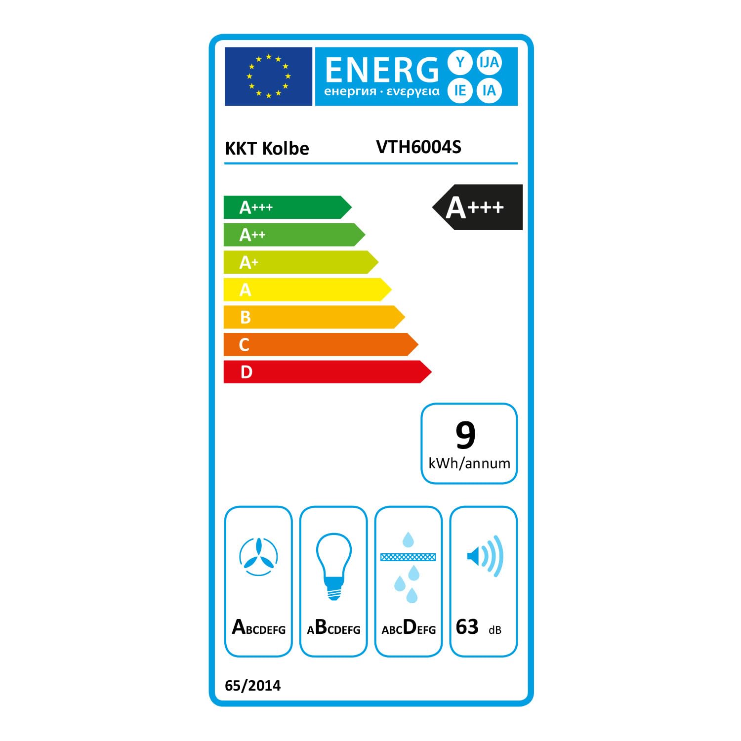 KKT KOLBE Campana extractora inclinada 60 cm A+++ recirculación y extracción aire negro acero LED 3 velocidades filtro carbón VTH6004S