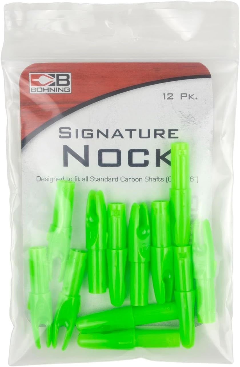 Bohning Signature for .246” shafts (Standard Diameter, S-Nock, 6.5mm) 12 Pack, Neon Green