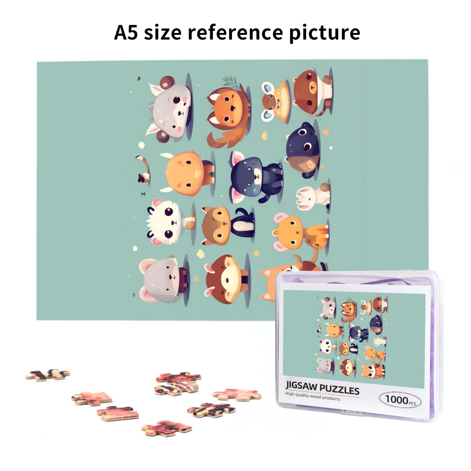 Niedliche kleine Tier-Bilderpuzzle. Holzpuzzle für Erwachsene, einzigartige Wandkunst-Dekoration, Geschenk