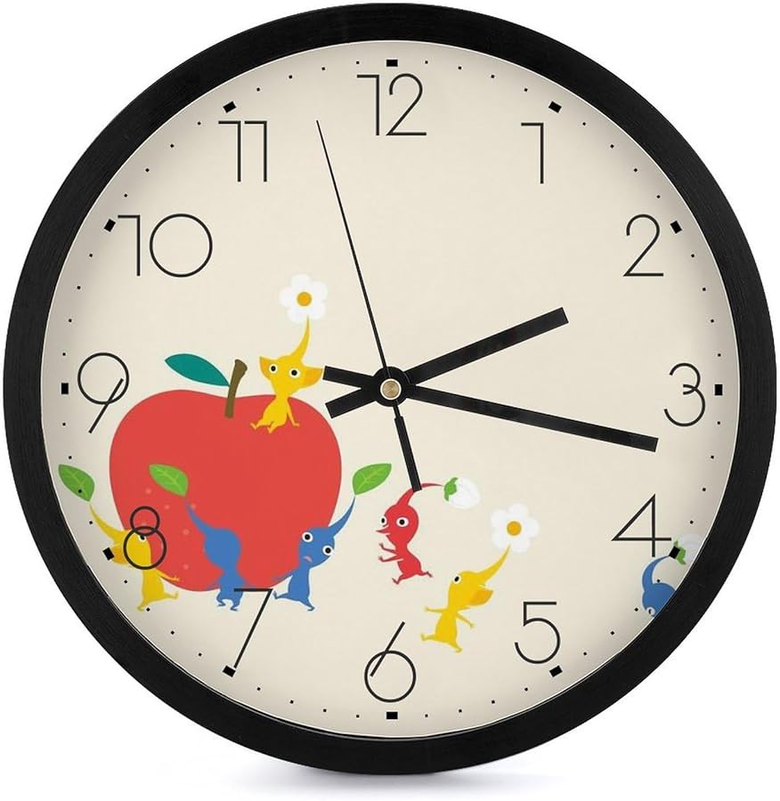 ピクミン　壁掛け時計 Amazon.co.jp: ピクミン 掛け時計 壁時計 円形 静音 壁掛け 置き時計