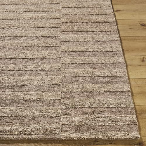 Tapete beige 8' x 10' de lana para sala y dormitorio miniatura 4