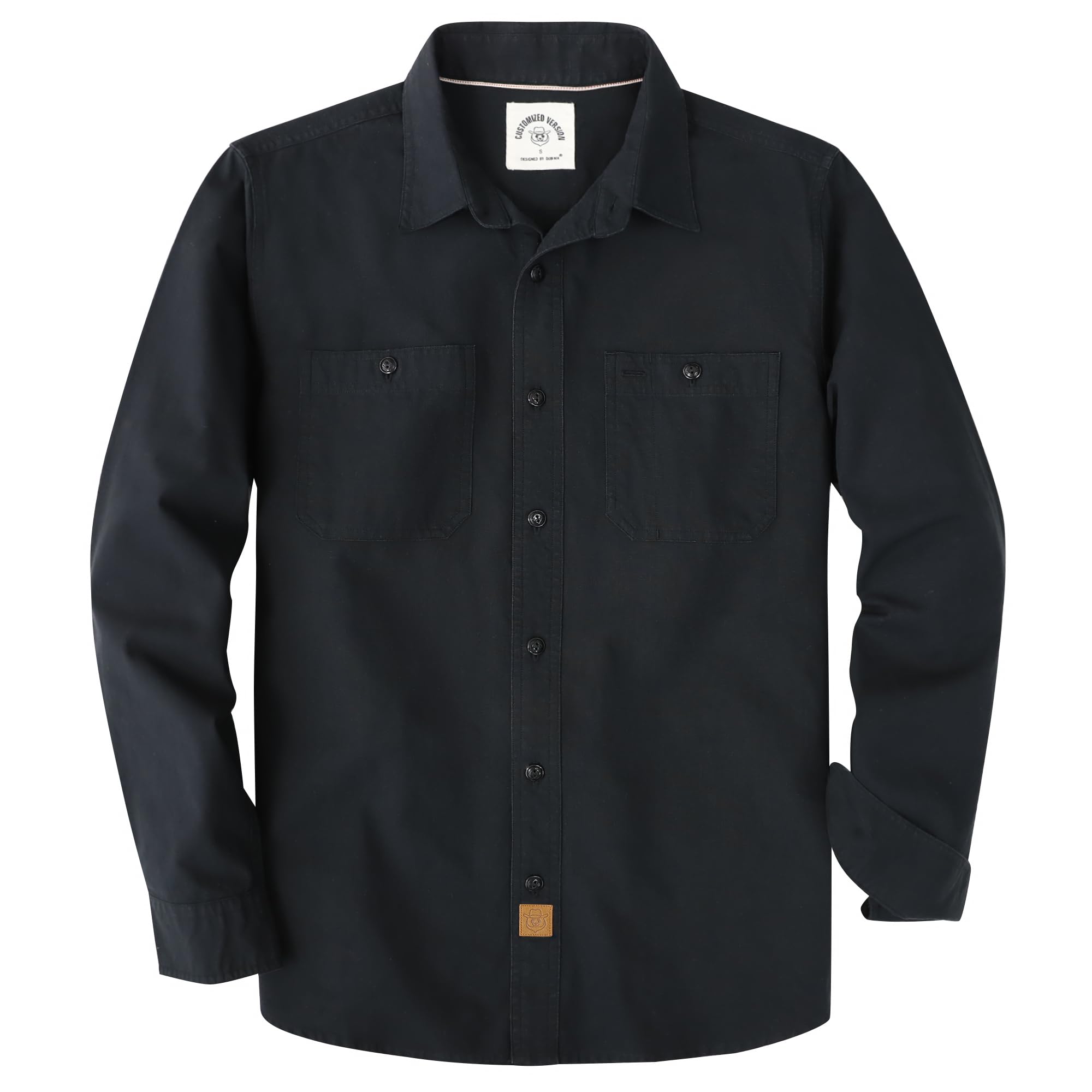 Dubinik® Chambray Hemd Herren 2 Brusttaschen Baumwoll Langarm Button Down Comfort Freizeit Arbeiten Regular Fit