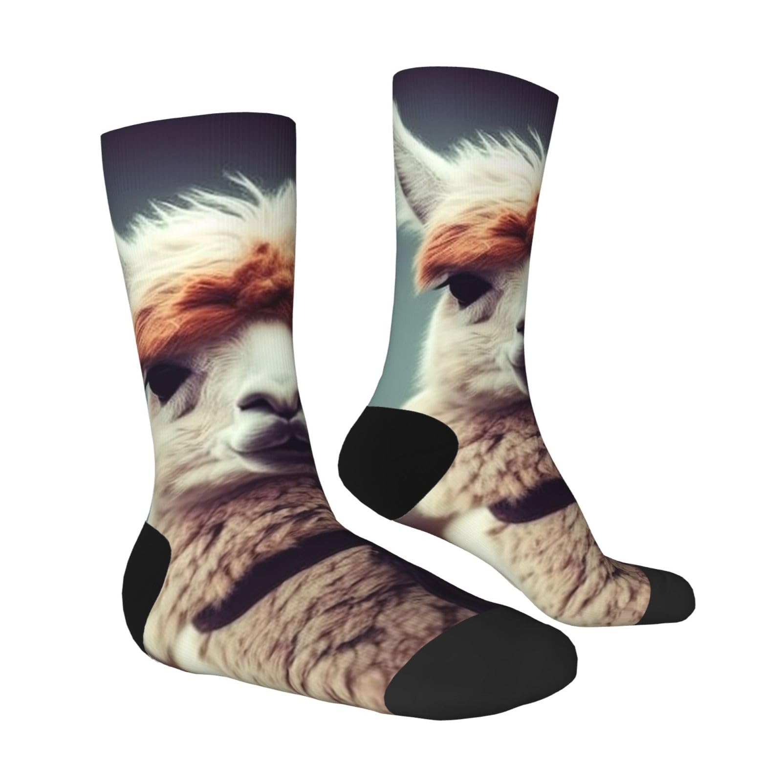LZQPOEAS Cute Alpaca Athletic Socks Unisex Cushioned Crew Socks Hiking Running Calf Sock Soft Above Ankle Sock