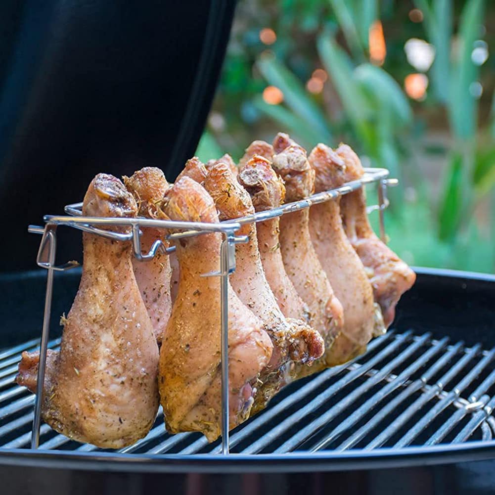 Supporto per arrostire in acciaio , supporto a costine per grigliare, barbecue e fumo, supporto a costine per barbecue per affumicatore a gas C