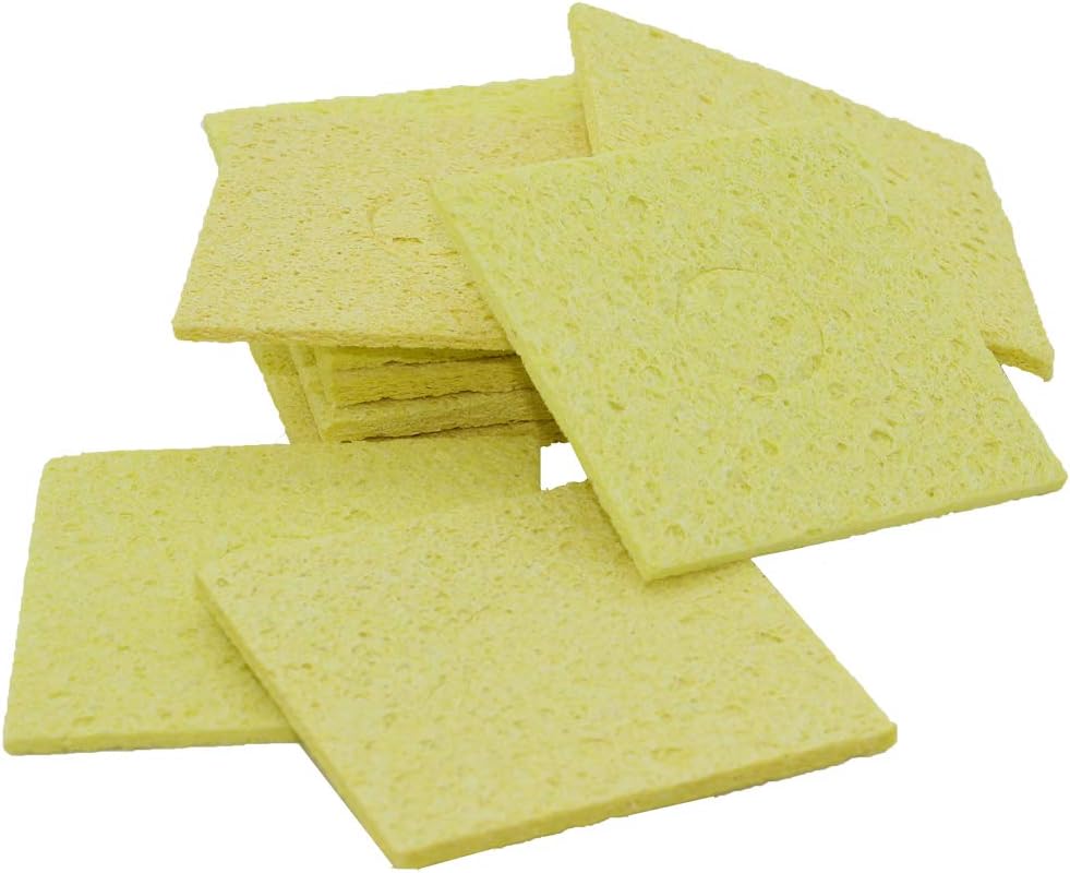 Utoolmart 5pcs Soldering Iron Cleaning Sponge 2.4“ x 2.4” Square Welding Solder Tip Clean Pads Sponge Yellow