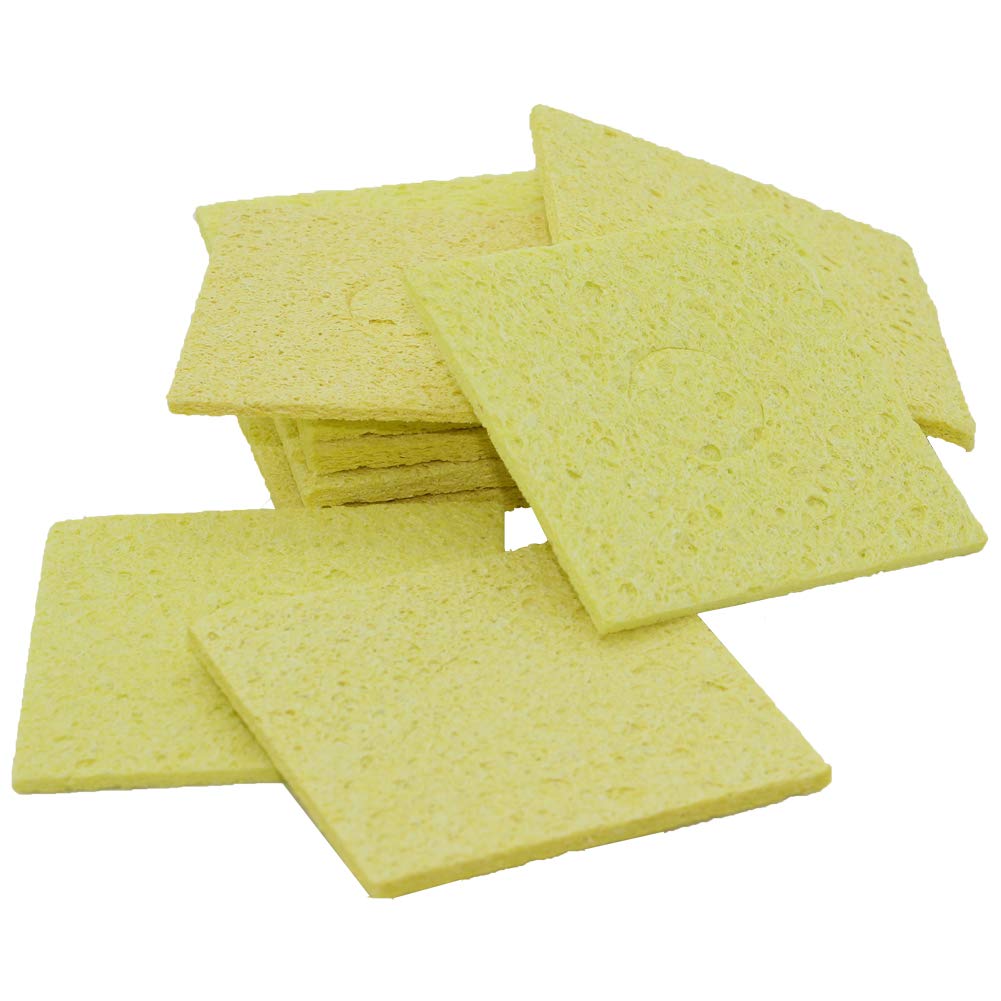 Utoolmart Replacement Welding Soldering Iron Tip Cleaning Sponge, 60mm x 60mm Yellow Square Solder Tip Cleaning Sponge Pack of 10