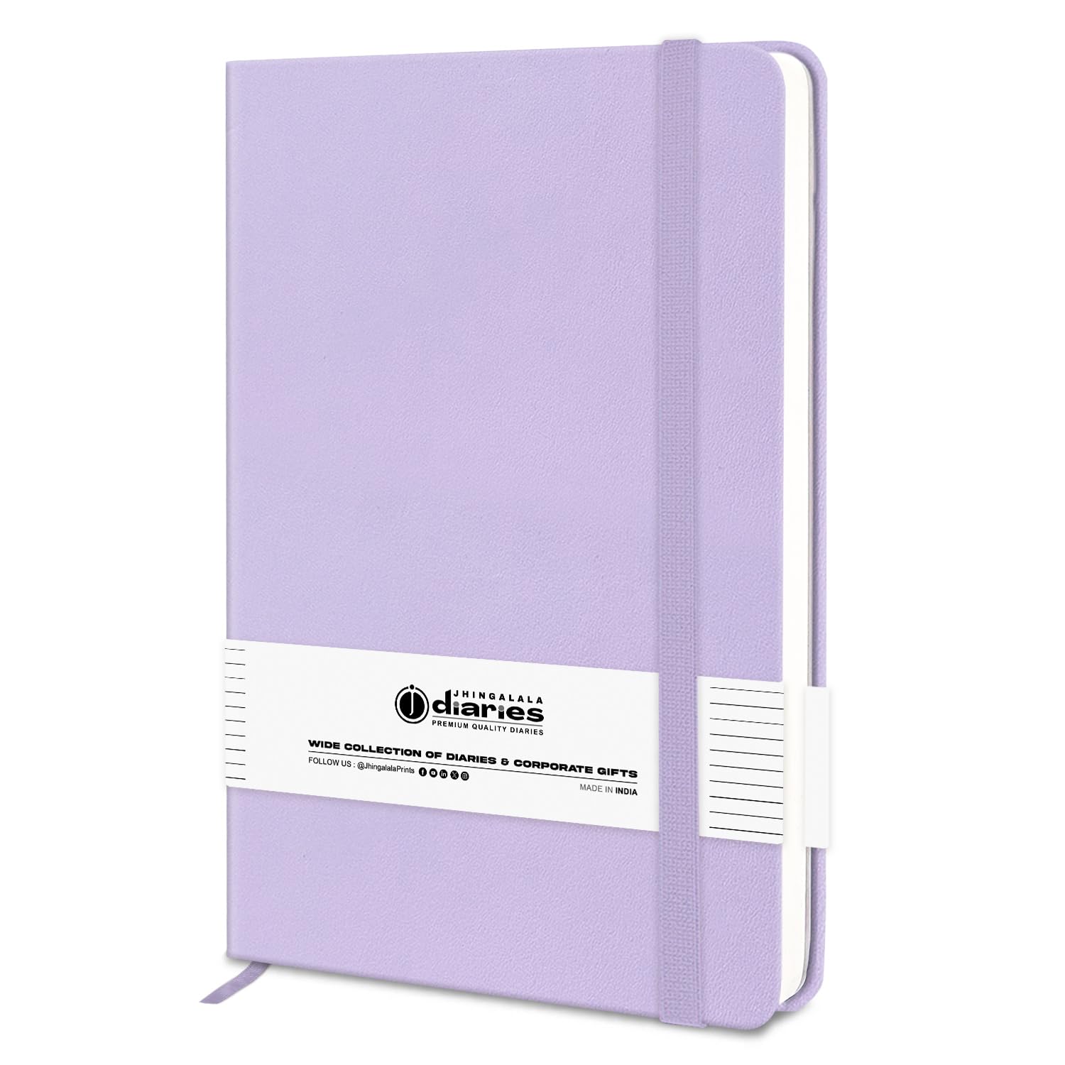 Jhingalala PU Leather Finish Hard Bound A5 Size Executive Diary Notebook with Elastic Closure (Purple)