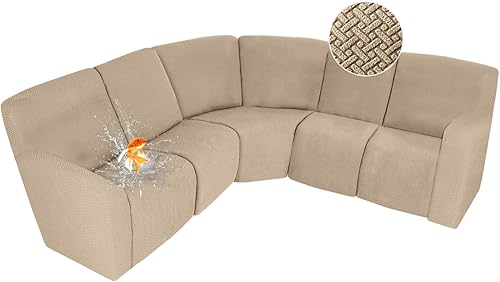 Miniatura 59 de ALIECOM Fundas 100% impermeables para sofá seccional reclinable en forma de L, funda elástica para sofá seccional reclinable de esquina, protector