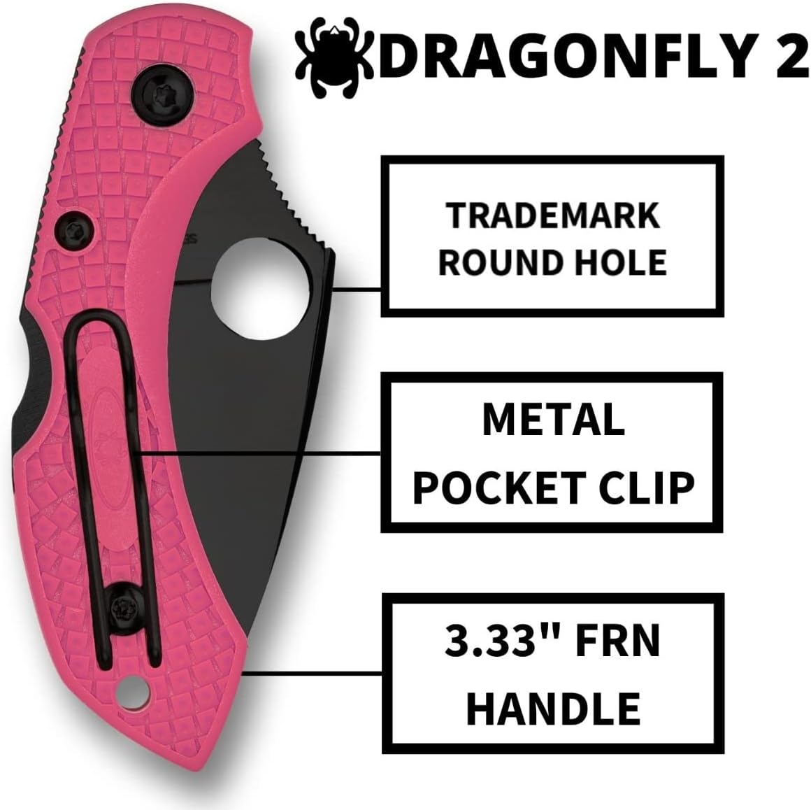 Spyderco Dragonfly 2 Folding Pocket Knife with 2.2" CPM S30V Steel Blade and FRN Handle - EDC Knife for Men and Women, Perfect for Hunting, Tactical, Camping, Survival - PlainEdge - C28FPPNS30VBK2