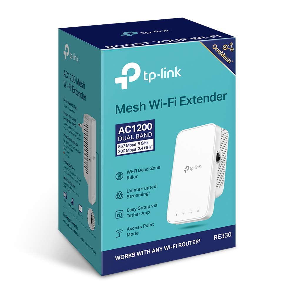 TP-Link Ac1200 Mesh Wlan Repeater, Ripetitore Di Rete, 867 Mbit/s, Wlan, Ethernet/lan, Bianco