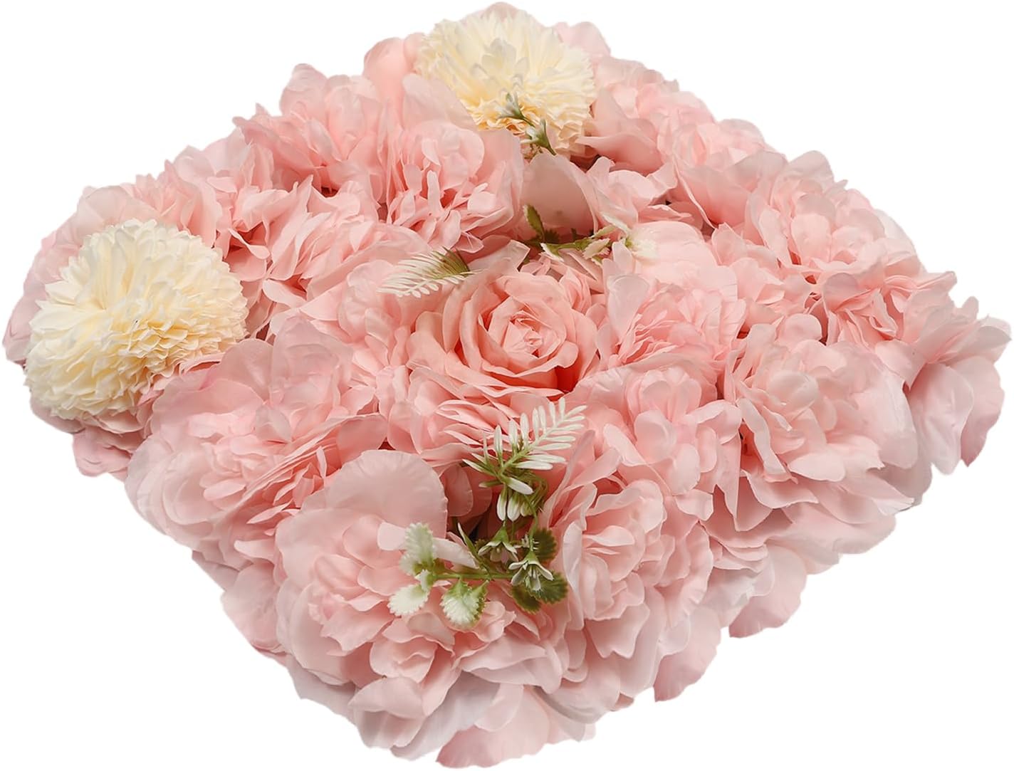 6/12PCS Flower Wall Panel, 3D Artificial Flower Backdrop Wall, Silk Hydrangea Rose Floral Panel, Flower Wall Mat for Wedding, Photo Background, Terrace, Garden, Backyard Decorations (12PCS Pink)