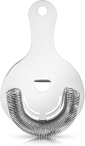 Viski Hawthorne and Bartending - Colador de cóctel de acero inoxidable para bebidas con asas, color plateado