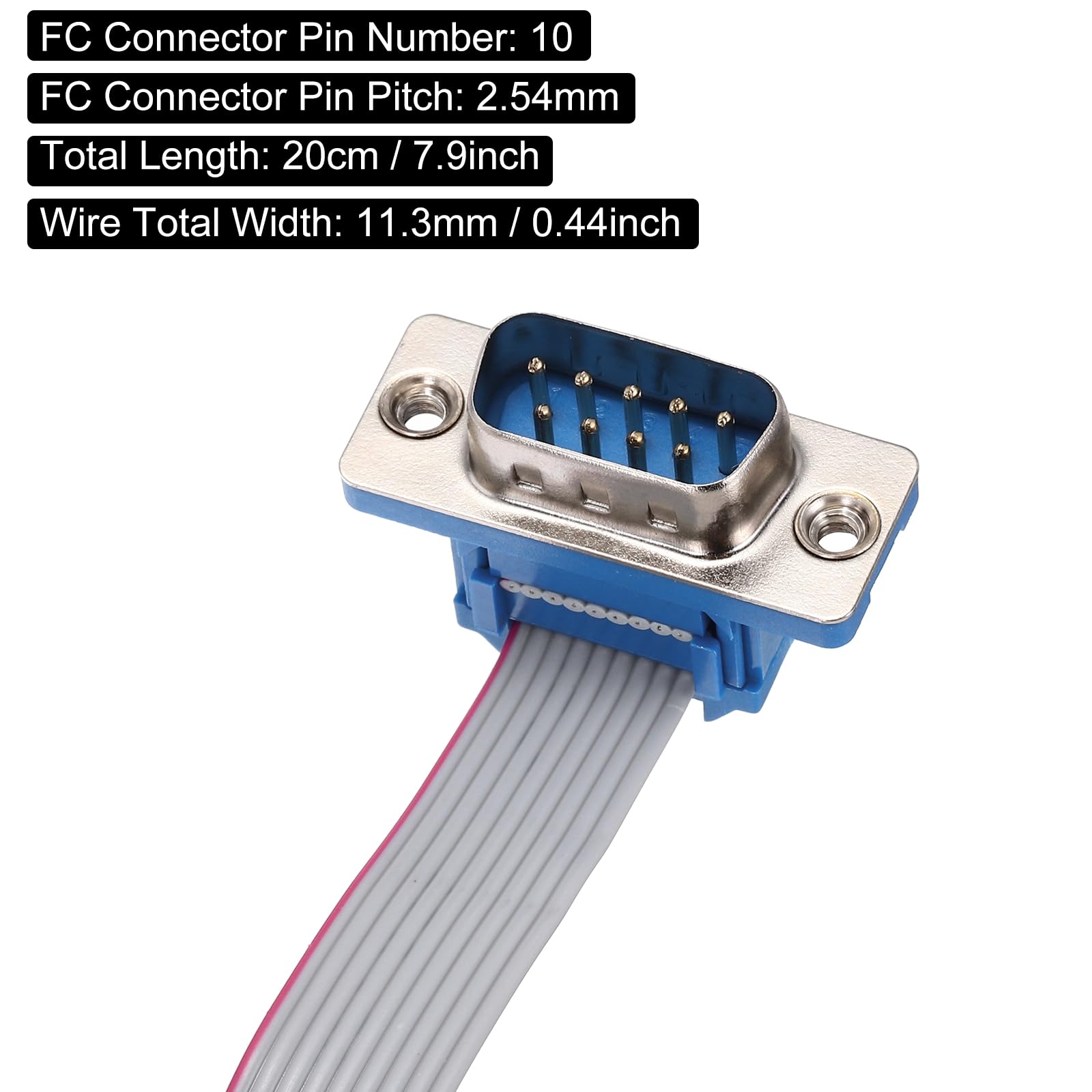 4x IDC Flachbandkabel DB9 Auf FC-10 – 2,54mm Pitch, 30cm, 10-polig, Mit Festen Schrauben, Für PC & LED-Displays