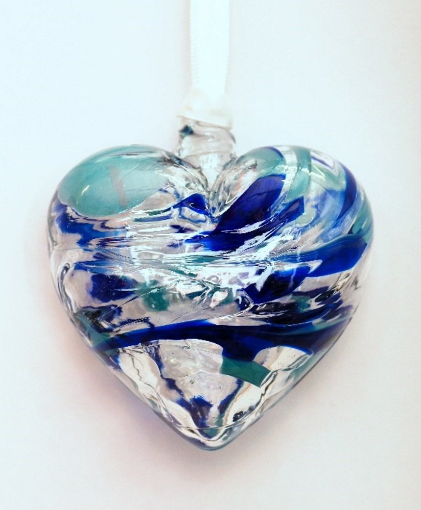 Milford Collection Glass Friendship Heart Small - Aquamarine