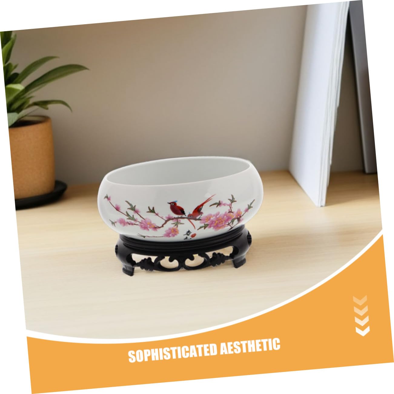 ORFOFE Ceramiczna Doniczka Lotosy z Podstawą Stojaka Hydroponiczna Porcelanowa Osłonka Kwiaty bez Otworów Dekoracyjna Do Sukulentów Do Wnętrz i