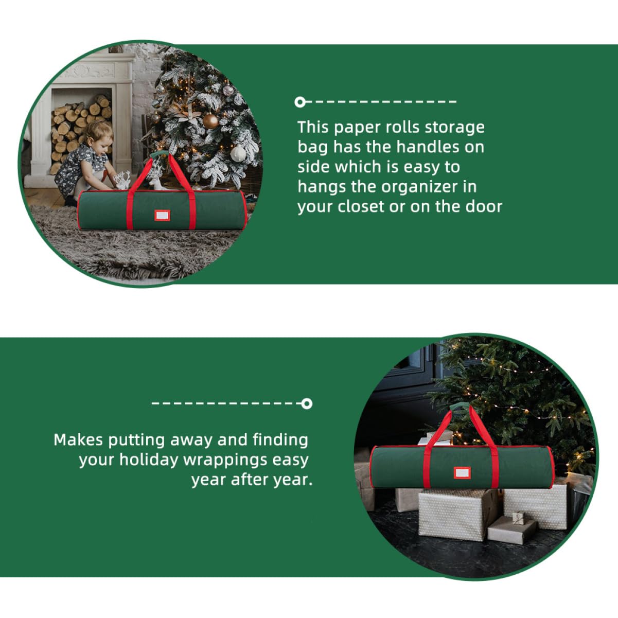 KICHOUSE Storage Bag for Wrapping Paper Christmas Storage Organizer Decorative Box