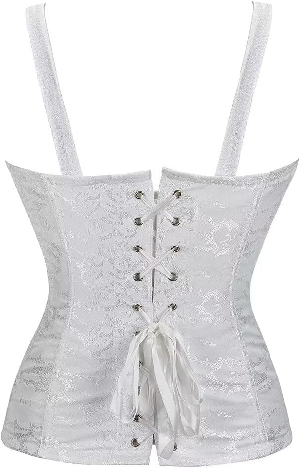 Jutrisujo Corset Dress Skirt Set Tops for Women Bustier Strap Zipper Gothic Vest Plus Size Black