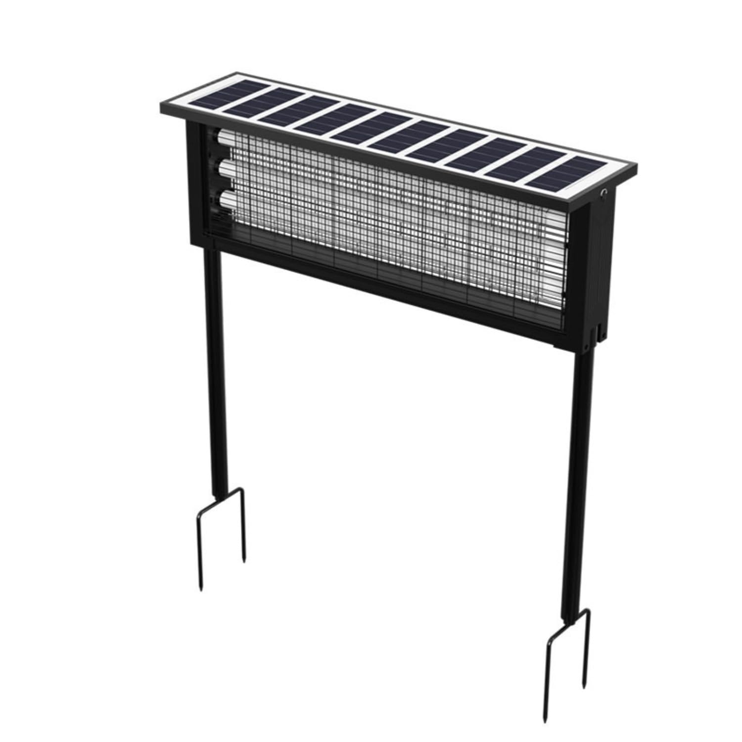 Matamosquitos solar, exterminador de insectos con luz UV, repelente de plagas impermeable para patio, jardín, parque, comunidad, control eficaz de mosquitos e insectos (negro, 23 cm)