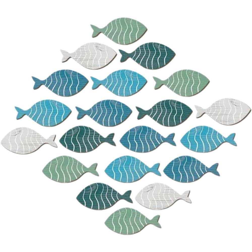 Pesci Di Legno Appesi - Decorazione Parete Tema Spiaggia, 24x15cm - Foto 4