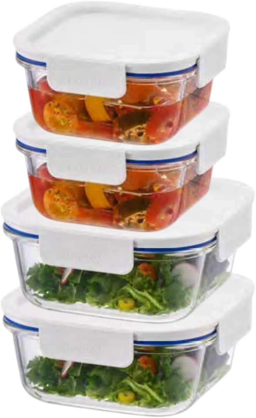 LocknLock LNG214S4W The Clear Heat-Resistant Borosilicate Glass Food Storage Set