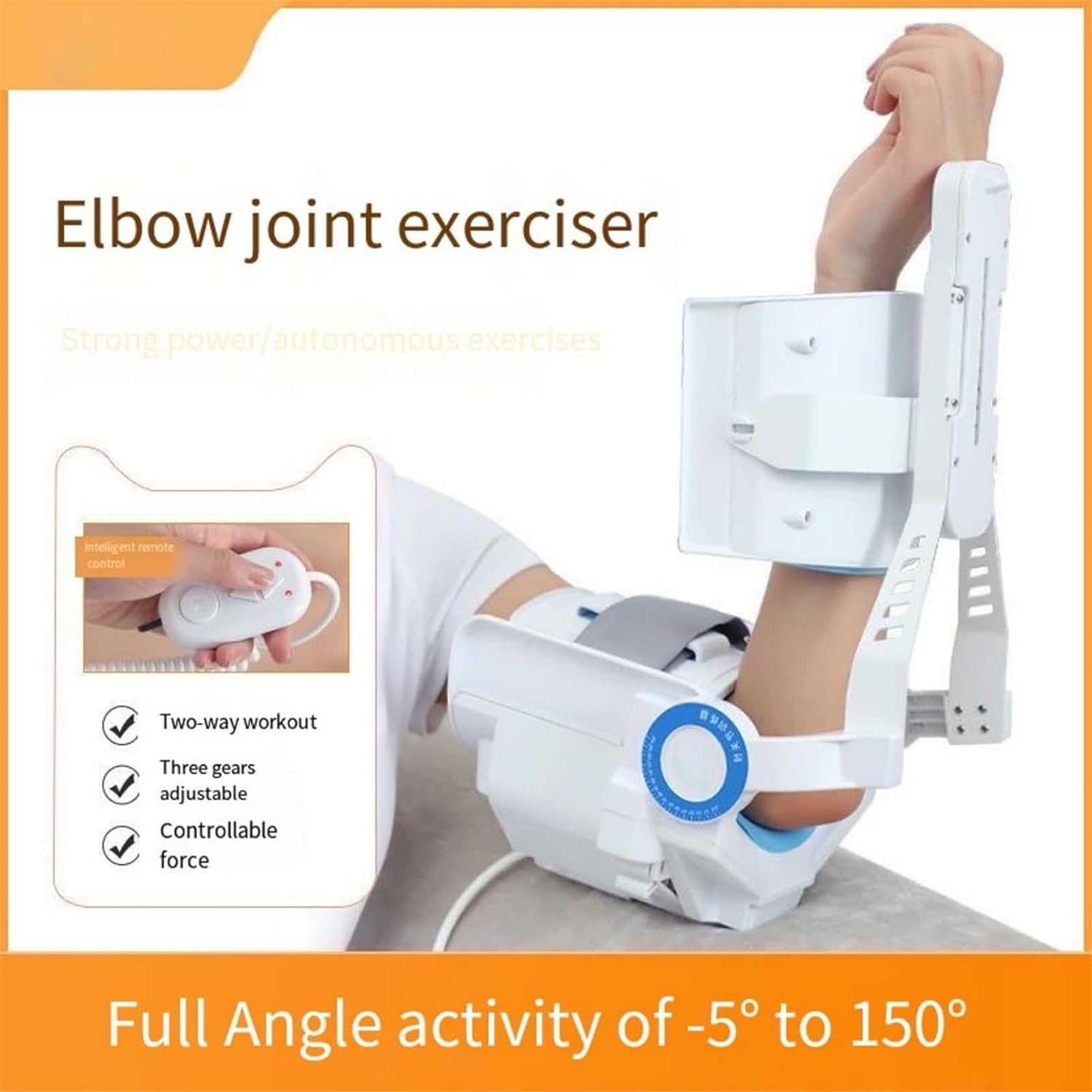 Dispositivo EléCtrico De RehabilitacióN De La ArticulacióN Del Codo Con Control Remoto Y Soporte Para Antebrazo Ajustable, Carrera De FlexióN De -5° Y 150° Equipo RobóTico De RehabilitacióN Del Codo