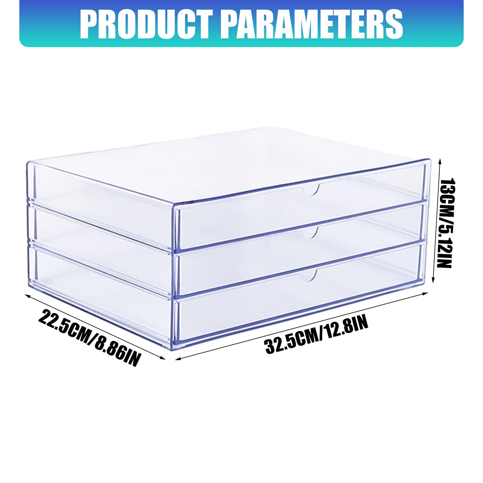 Klarer Acryl Schreibtisch Organizer, Behälterschrank mit 3 Schubladen, perfekt für die Aufbewahrung von Schreibwaren, Schmuck, Schreibtischzubehör Klare Acryl Schubladen