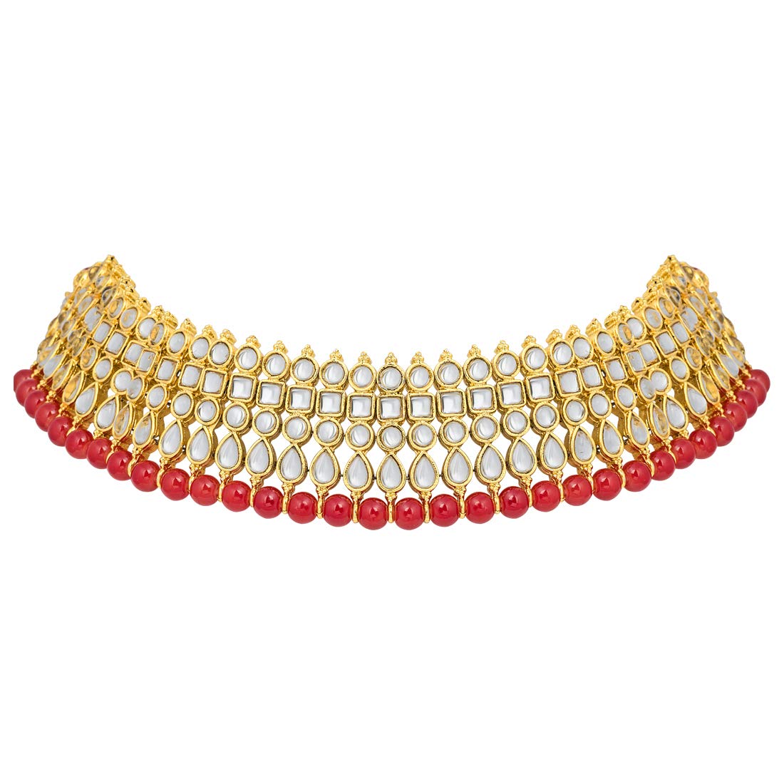 Indian Kundan Fax Pearl Necklace Earrings Maang Tikka Set