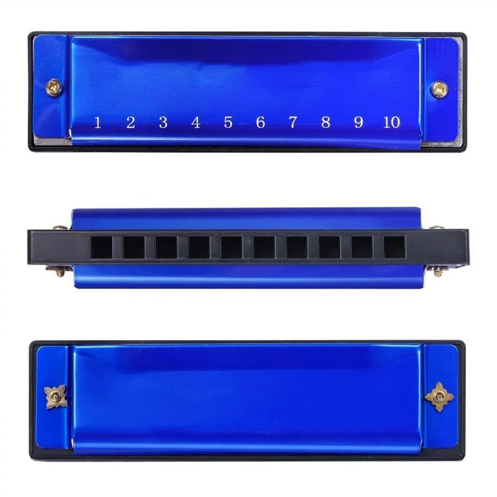 Strumento armonica blues a 10 fori con chiave C con custodia adatta per i principianti Armonica Per Principianti (Color : Blue)
