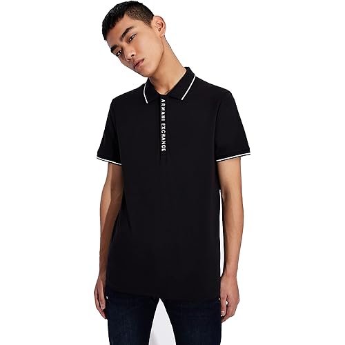 Armani Exchange Mens Logo Zip Jersey Polo