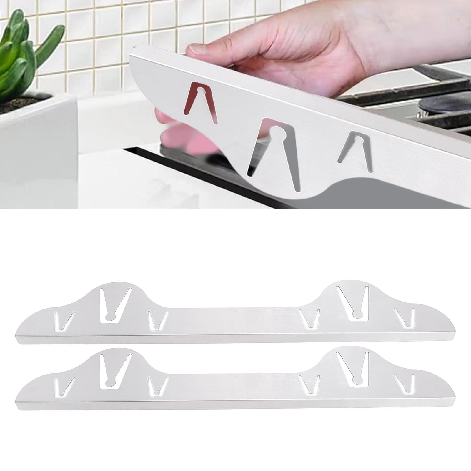 Copri Fornello in Acciaio Inox Resistente Al Calore per Piano Cottura, Set da 2 Pezzi