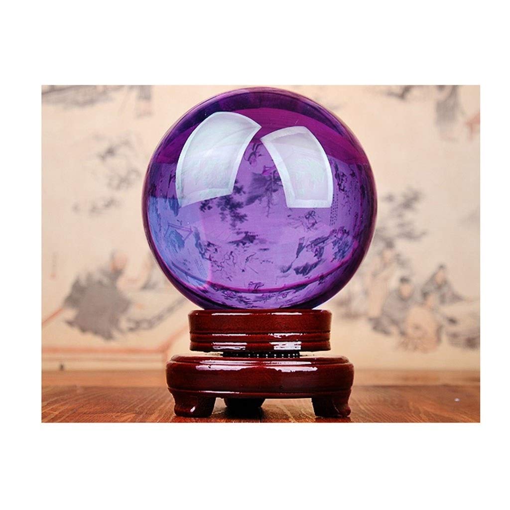Crystal Ball Multicolor Crystal Ball Glass Ball with Base Bracket Feng Shui Ball Auspicious Transfer Feng Shui Fortune-Telling Ball Ornaments Crystal Ball(B,6CM)