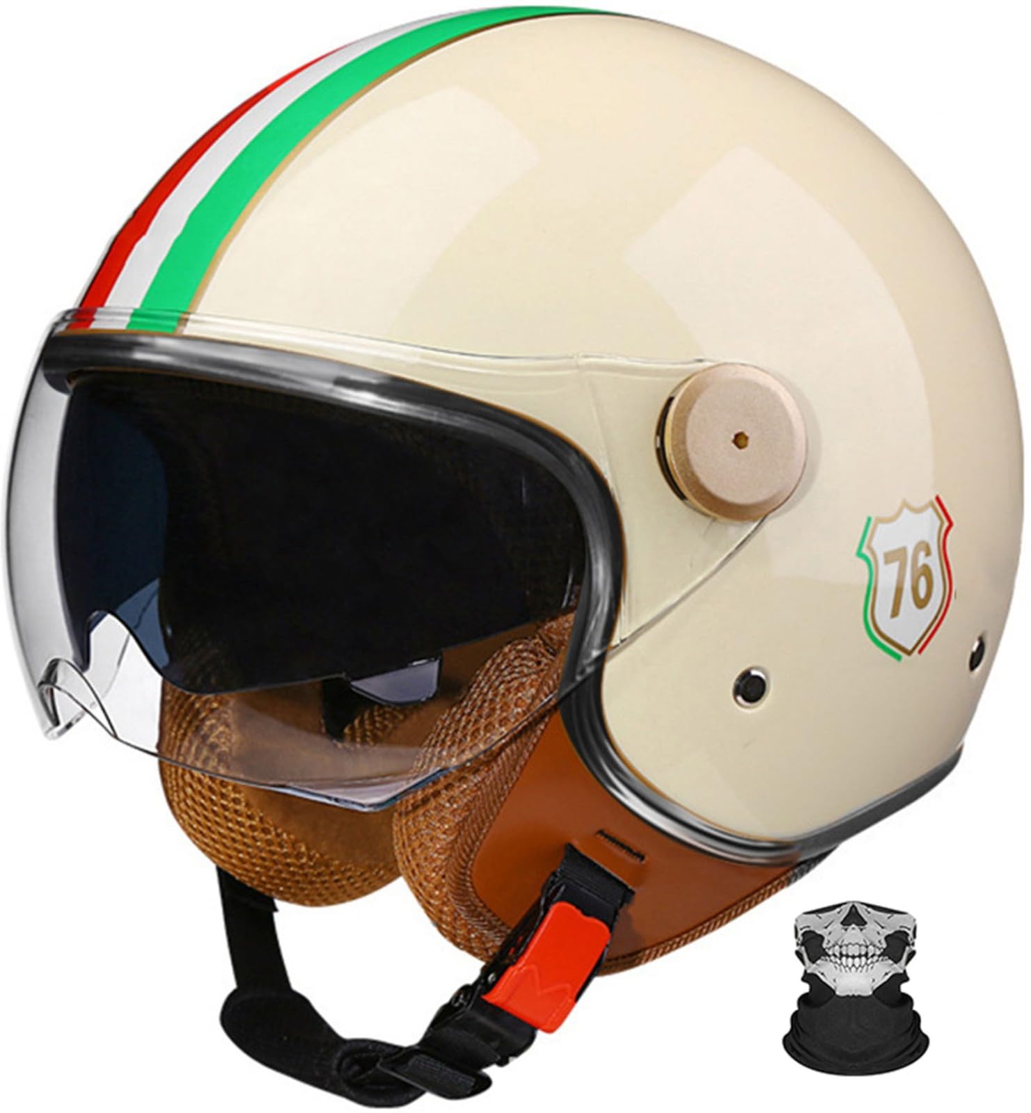 Casque De Moto Urbain, Casque Jet, Idéal pour Les Hommes Et Les Femmes,Casque De Moto Homologué ECE/Dot Demi Casque Allemand pour Vélos Motos Chopper Scooter Mobylette