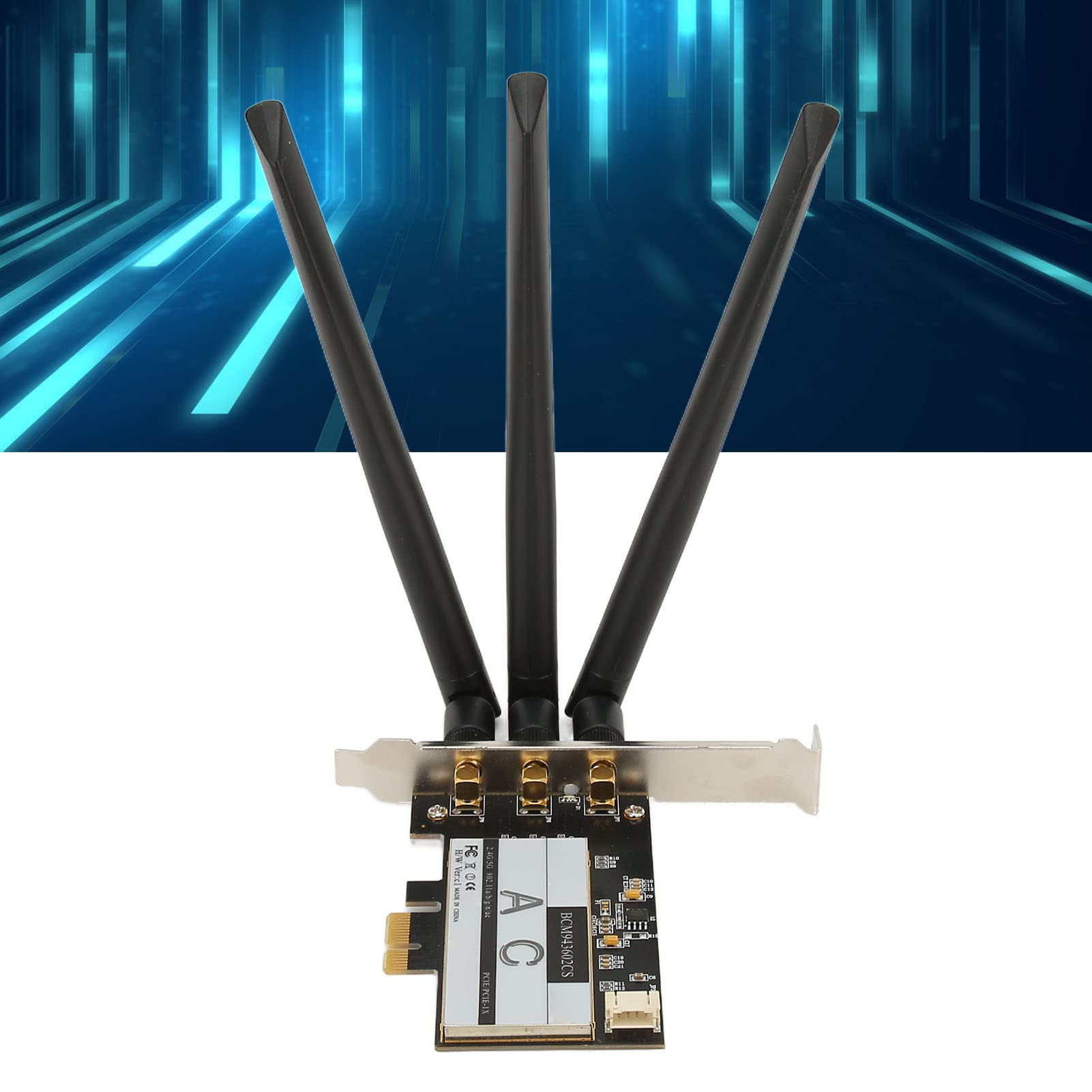 Bewinner Scheda WiFi PCIE BCM943602CS, Adattatore di Rete Wireless Dual Band 1750Mbps con 3 Antenne, Scheda WiFi Bluetooth 4.0 per 10 11 per OS X