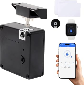 RFID Locks for Cabinets, NFC Smart Cabinet Lock with 2 Cards & Bluetooth App, Keyless Cabinet Locks for Adults, Child Safety No Drill Hidden Lock for Drawer Liquor File Cupboard Desk