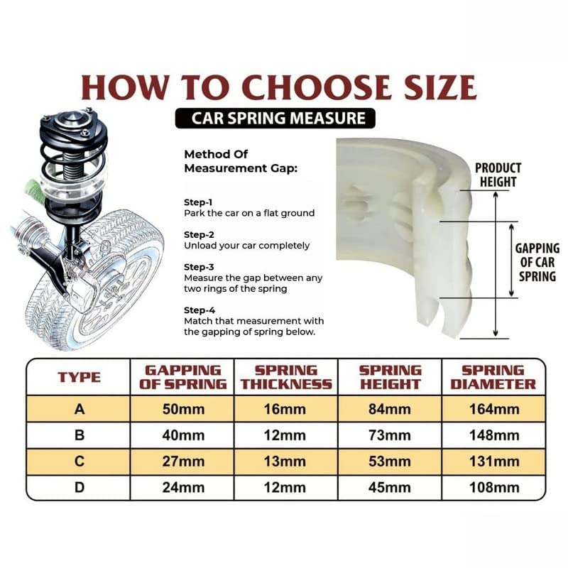 Image of AutoCue Coil Spring Buffer (Size -C), 2 pcs. Car Suspension TPU Buffer for bad Roads, Suspension buffer | Shock Absorber Spring Buffer