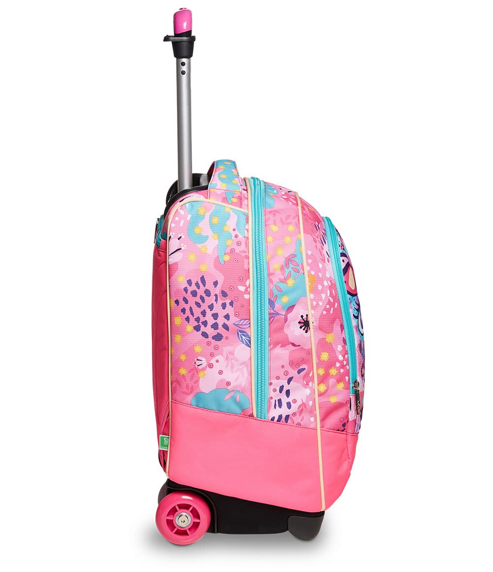 SJ GANG STYLE JAM GANG Trolley Scuola, Rosa, con Spallacci Uso Zaino, 2 in 1, Doppio Uso, Maxi Capienza, Trolley e Zaini, Scuola, Bambine e Ragazze