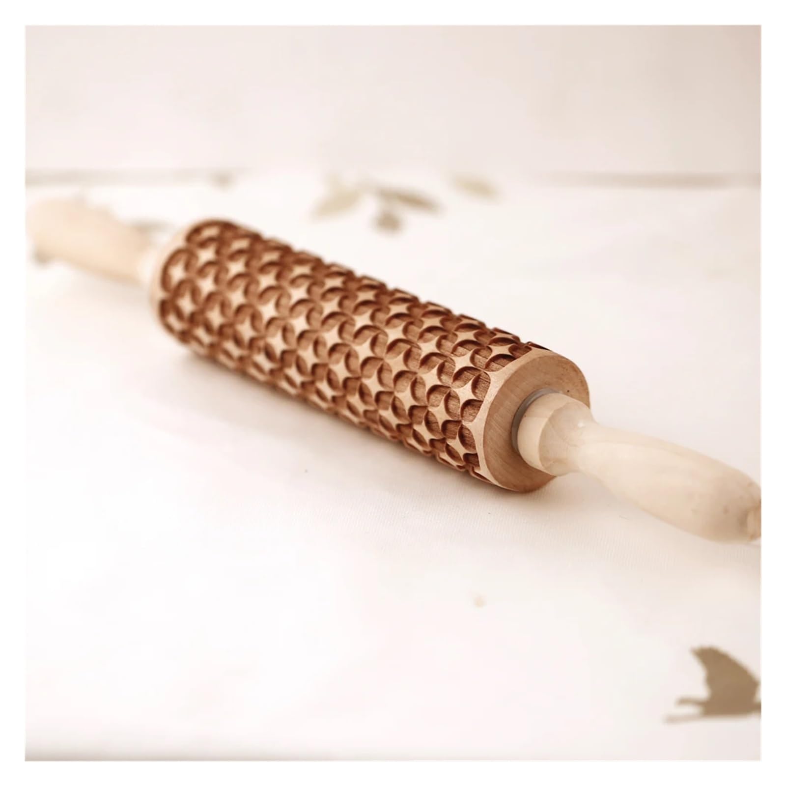 Rodillo de Madera con Grabado Profundo for Hornear, 35 x 4,5 cm, con Forma de Galletas en Relieve, Monedas Antiguas, 3D para Cocina, Pastelería