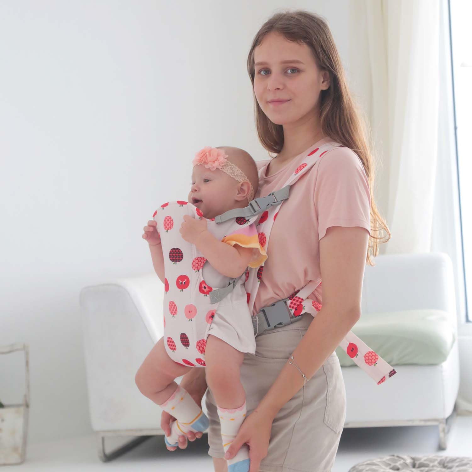 KIYUMI Carrier Portable Newborn Toddler Baby Sling Carrier,Lightweight & Breathabl Hip 4 in 1 Carry Child Infant Sling(8-35lbs),Fruit