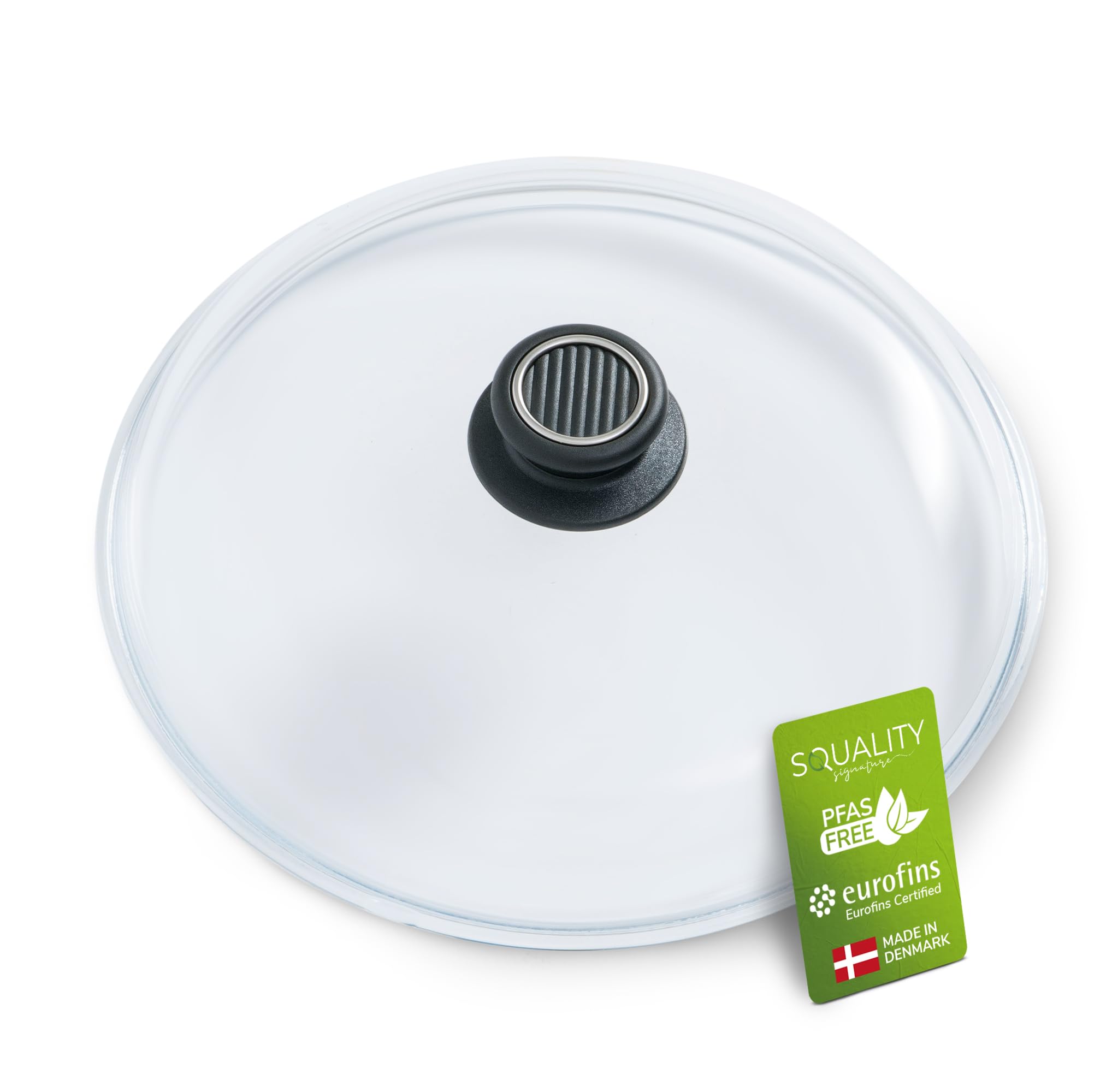 Squality Premium Pan Lid 28 cm | Pot Lid Made of Pyrex | Glass Lid Made of Tempered Glass | Made in Denmark | Pan Lid Oven Safe up to 260 °C | Pot Lid Dishwasher Safe
