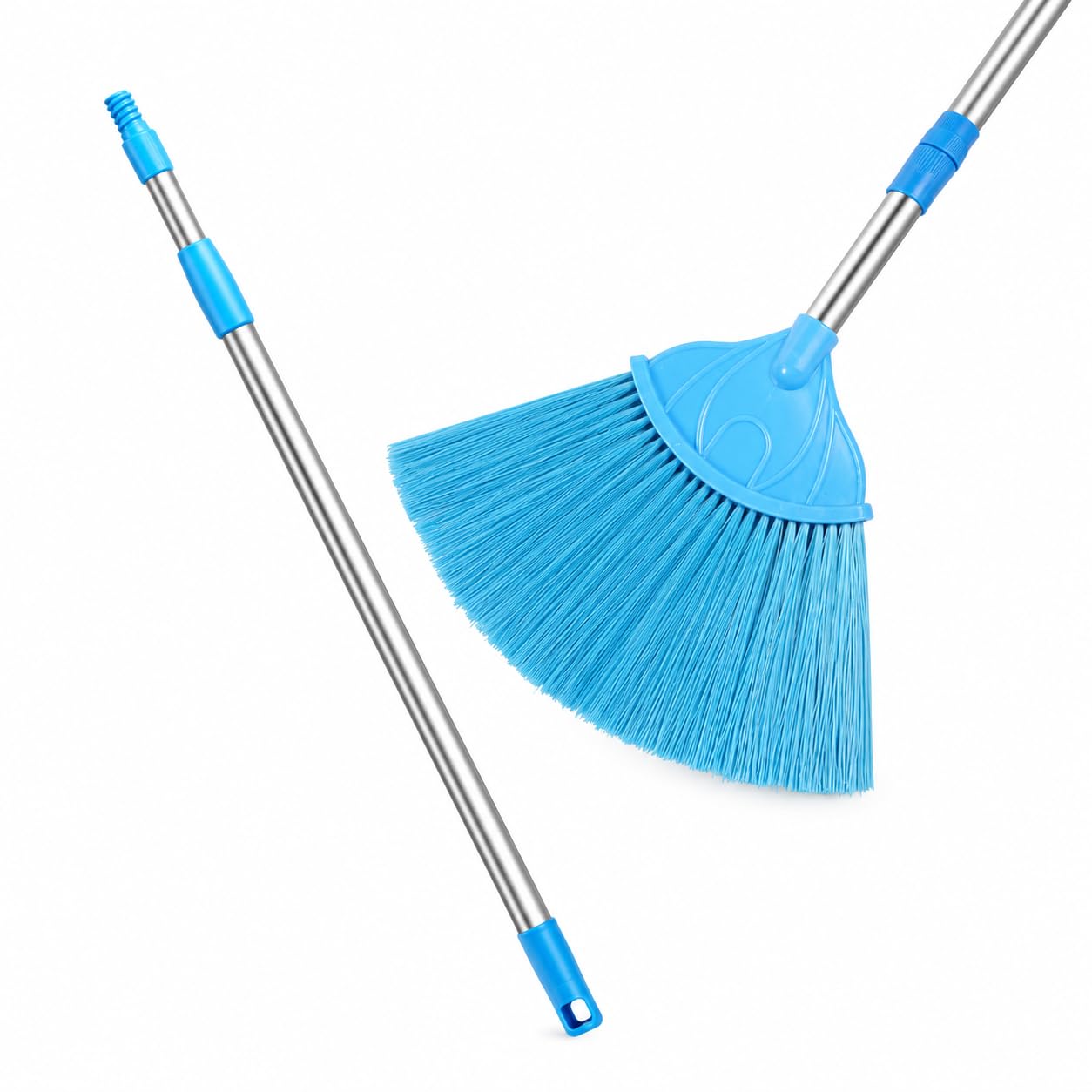 extendable cobweb cleaner stick with long stainless steel broom – for easy cleaning of hard-to-reach areas